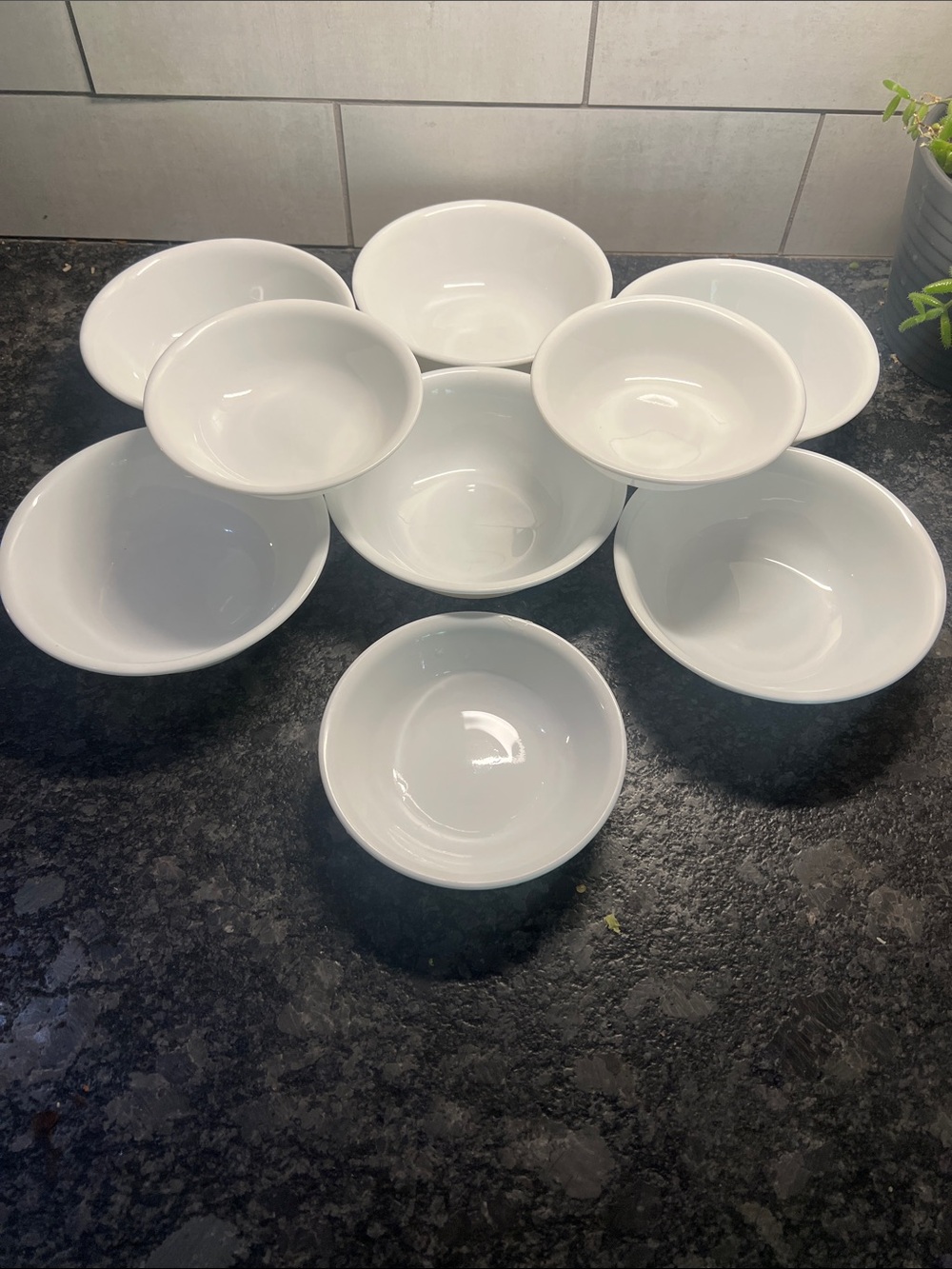 Vintage Corelle Set of 9 White Winter Frost Cereal or Dessert Serving Bowls